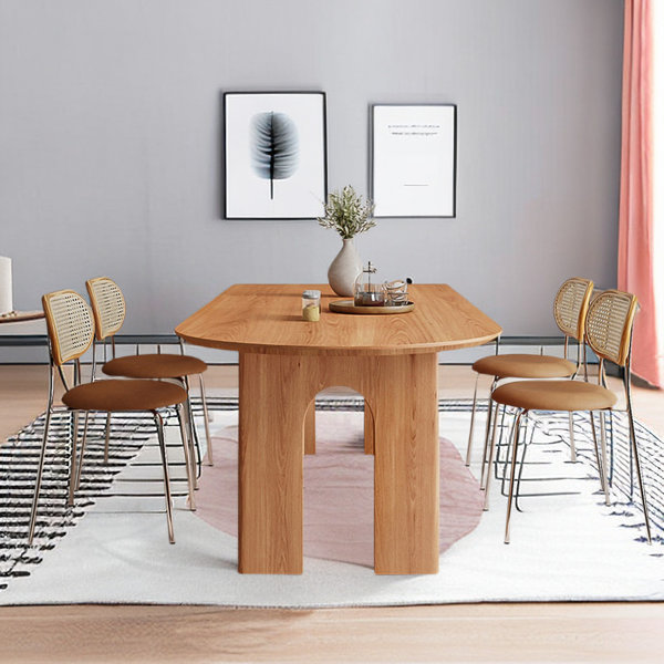 Latitude Run® 102.36" Brown Solid Wood Halfcircle Dining Table